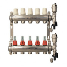 Коллекторная группа из нержавеющей стали со встроенными расходомерами, 1";х7 выходов Евроконус 3/4"; артикул VTc.589.EMNX.0607 VALTEC