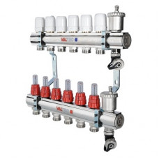 Коллекторная группа со встроенными расходамерами в сборе, 1 1/4";х6 выходов Евроконус 3/4"; артикул VTc.596.EMNX.0706 VALTEC