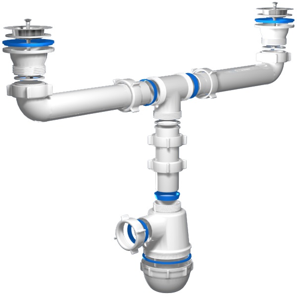 Сифон для двойной мойки A3000 АНИ 1 1/2
