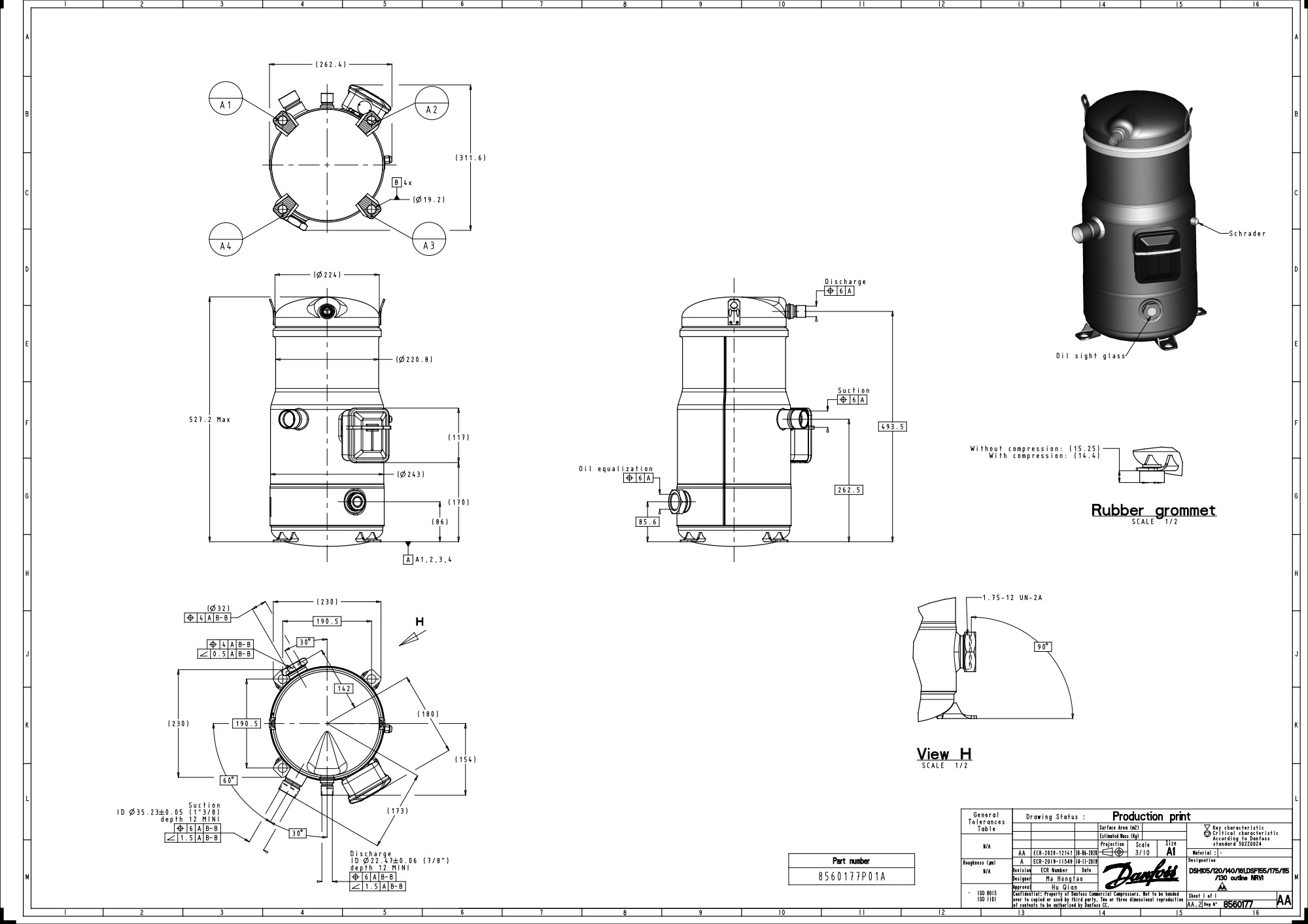 DSH105A4ALD Компрессор спиральный(пр. класс 1746502500)