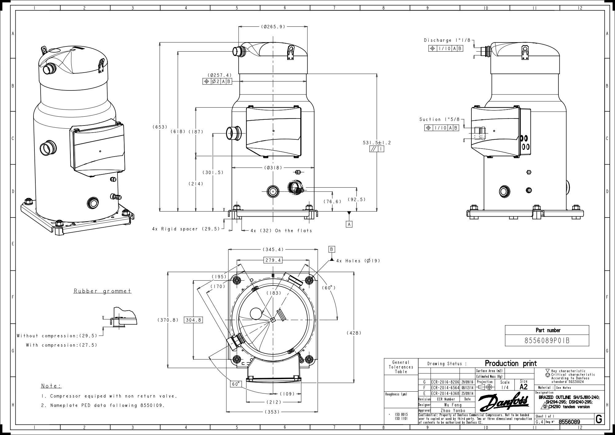 SH240A4ABE Компрессор спир SH240A4ABE Компрессор спиральный (пр. класс 1770847246)